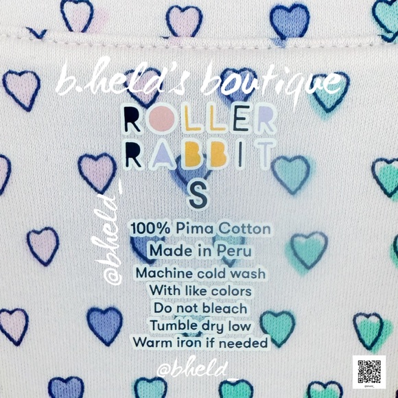 Roller Rabbit Disco Hearts Polo Pajamas in Lilac Size Small S Brand New NWT - Picture 9 of 14